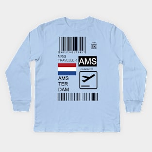 Amsterdam Netherlands travel ticket Kids Long Sleeve T-Shirt